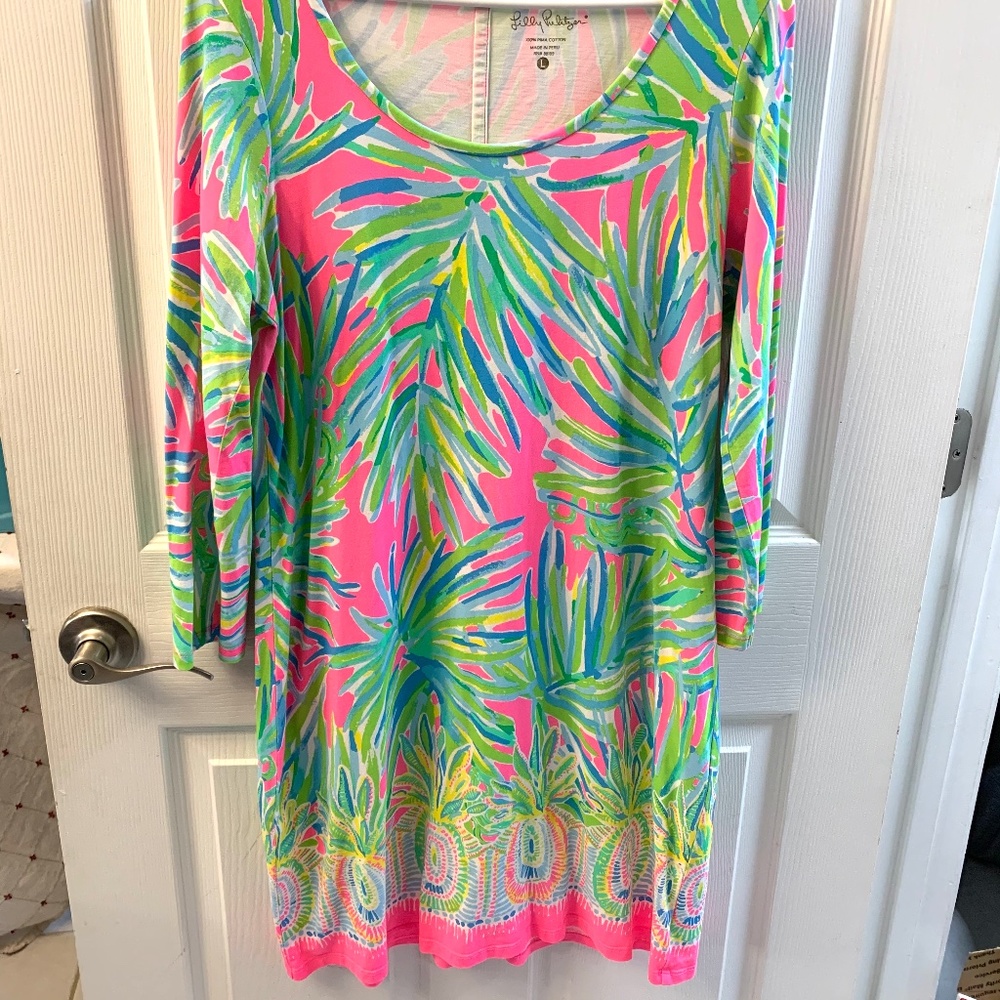 Lilly Pulitzer Beacon dress - Tiki Pink Royal Lime Size L